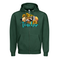 Sports Green Western Teacher Pencil Zipper Hoodie - LillyAllenDesigns