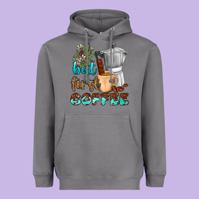 Coffee Cups But First Coffee Heavyweight Hoodie Designed By Nancycooperartshop