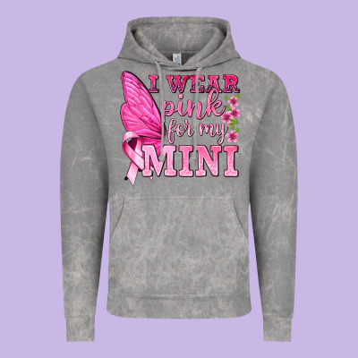 I Wear Pink For My Mini With Butterfly Vintage Hoodie Designed By Texasbilliewilder