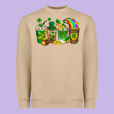 St. Patricks Day Coffee Drinks Heavyweight Sweatshirt Designed By Neo Western