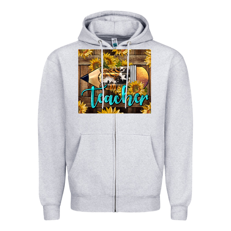Western Teacher Pencil With Sunflowers Zipper Hoodie by LillyAllenDesigns | Teevron