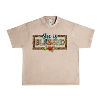 French Oak she is blesssed floral Urban Heavy Tee - BarkalooDesign