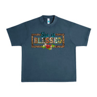 Midnight Navy she is blesssed floral Urban Heavy Tee - BarkalooDesign