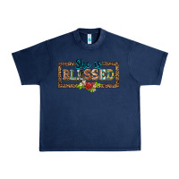 Navy she is blesssed floral Urban Heavy Tee - BarkalooDesign