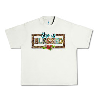 Pistachio she is blesssed floral Urban Heavy Tee - BarkalooDesign