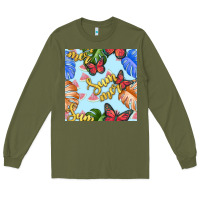 Army Green summer and leaf seamless pattern Long Sleeve Tee - BundleAndBundleShop