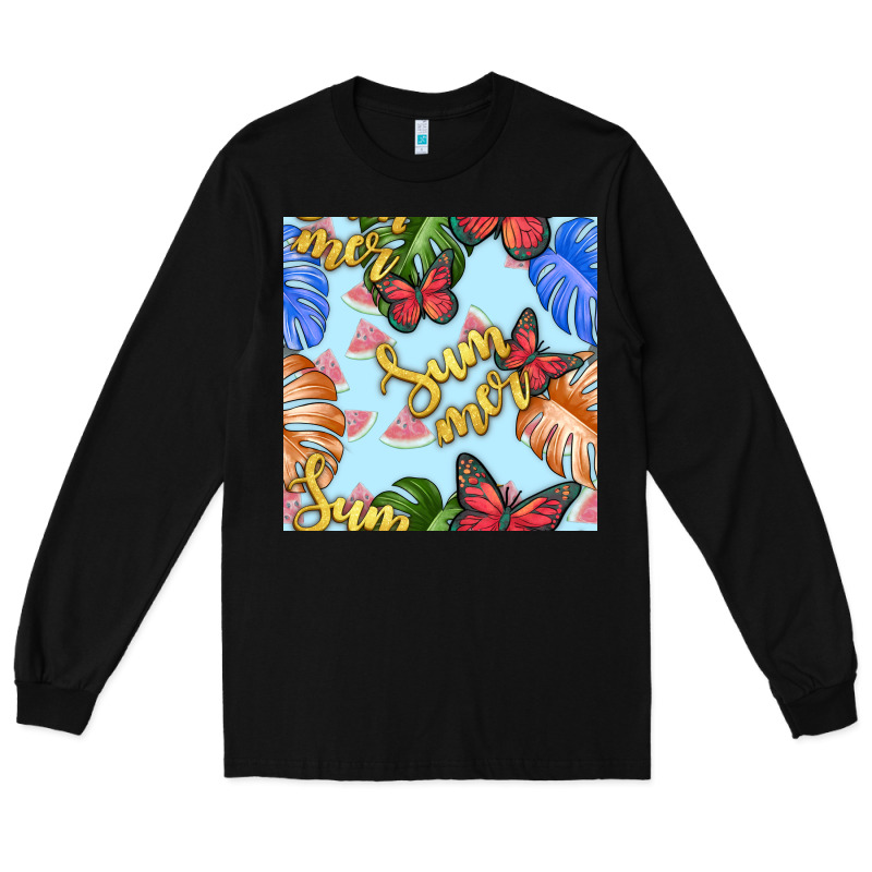 Summer And Leaf Seamless Pattern Long Sleeve Tee by BundleAndBundleShop | Teevron