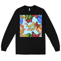 Black summer and leaf seamless pattern Long Sleeve Tee - BundleAndBundleShop