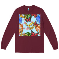 Burgundy summer and leaf seamless pattern Long Sleeve Tee - BundleAndBundleShop