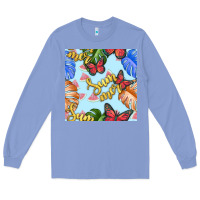 Colony Blue summer and leaf seamless pattern Long Sleeve Tee - BundleAndBundleShop