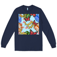 Navy summer and leaf seamless pattern Long Sleeve Tee - BundleAndBundleShop