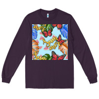 Plum summer and leaf seamless pattern Long Sleeve Tee - BundleAndBundleShop