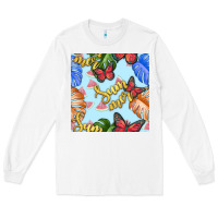 White summer and leaf seamless pattern Long Sleeve Tee - BundleAndBundleShop