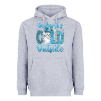 Heather Grey baby its cold outside Heavyweight Hoodie - NancyCooperArtShop