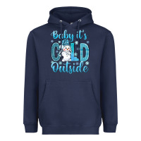 Navy baby its cold outside Heavyweight Hoodie - NancyCooperArtShop