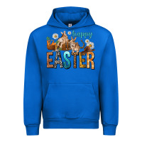Cobalt Happy Easter with Cowboy Urban Hoodie - NancyCooperArtShop