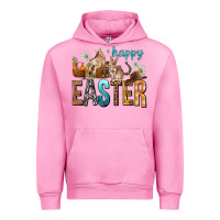 Fuchsia Pink Happy Easter with Cowboy Urban Hoodie - NancyCooperArtShop