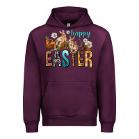 Mauve Wine Happy Easter with Cowboy Urban Hoodie - NancyCooperArtShop