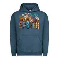 Pigment Midnight Navy Happy Easter with Cowboy Urban Hoodie - NancyCooperArtShop