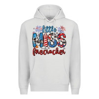 Dove Grey little miss firecracker 4th of july Premium Hoodie - Artiststas