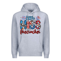 Heather Grey little miss firecracker 4th of july Premium Hoodie - Artiststas