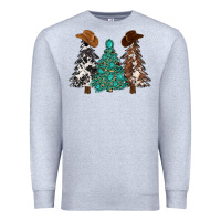 Heather Grey cowhide with gemstones trees Premium Sweatshirt - MaliasSmallBusiness