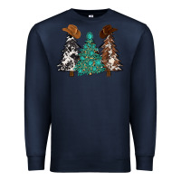 Navy cowhide with gemstones trees Premium Sweatshirt - MaliasSmallBusiness
