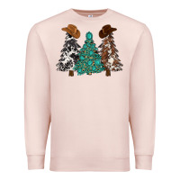 Pale Pink cowhide with gemstones trees Premium Sweatshirt - MaliasSmallBusiness