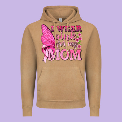 I Wear Pink For My Mom With Butterfly Vintage Hoodie Designed By Texasbilliewilder