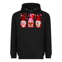 Black valentines day gnomies with heart balloon Heavyweight Hoodie - NancyCooperArtShop