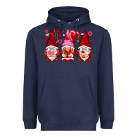 Navy valentines day gnomies with heart balloon Heavyweight Hoodie - NancyCooperArtShop