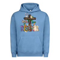 Pigment Pebble Blue He is risen Easter Urban Hoodie - NancyCooperArtShop