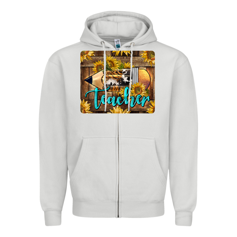 Western Teacher Pencil With Sunflowers Zipper Hoodie by LillyAllenDesigns | Teevron