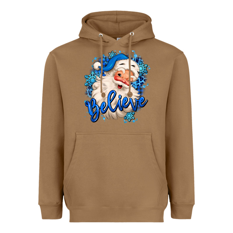 Believe Winter Christmas Santa Claus Heavyweight Hoodie by MaliasSmallBusiness | Teevron