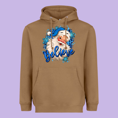 Believe Winter Christmas Santa Claus Heavyweight Hoodie Designed By Maliassmallbusiness