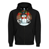 Black western snowman christmas ornament Zipper Hoodie - Jasminsmagicworld