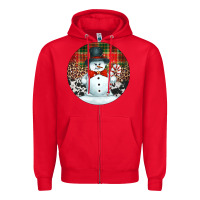 Red western snowman christmas ornament Zipper Hoodie - Jasminsmagicworld
