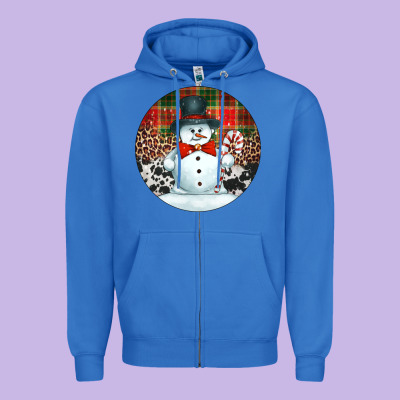 Western Snowman Christmas Ornament Zipper Hoodie Designed By Jasminsmagicworld