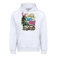 White Happy Easter Day T-rex Urban Hoodie - NancyCooperArtShop