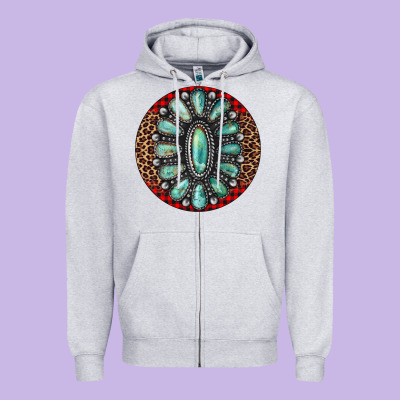 Turquoise Gemstone Christmas Ornament Zipper Hoodie Designed By Jasminsmagicworld