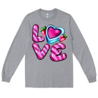 Heather Grey love with strawberry candy Long Sleeve Tee - AdoDesignShop