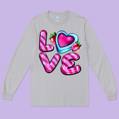 Love With Strawberry Candy Long Sleeve Tee Designed By Adodesignshop
