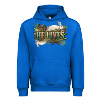 Cobalt He lives Easter Urban Hoodie - NancyCooperArtShop