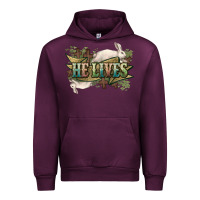 Mauve Wine He lives Easter Urban Hoodie - NancyCooperArtShop