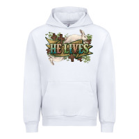 White He lives Easter Urban Hoodie - NancyCooperArtShop