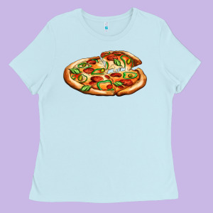 Big Pizza Ladies Tee Designed By Adodesignshop