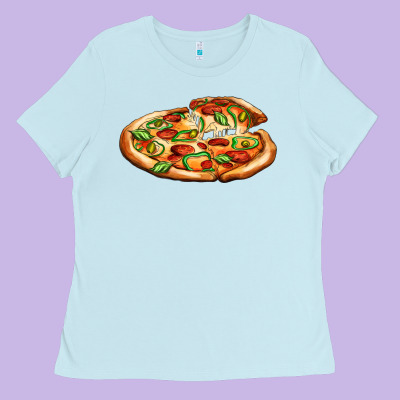 Big Pizza Ladies Tee Designed By Adodesignshop