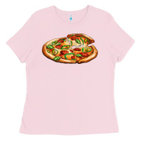 Bubblegum Pink big pizza Ladies Tee - AdoDesignShop