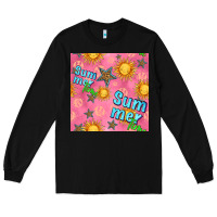 Black summer time of the sun seamless pattern Long Sleeve Tee - BundleAndBundleShop