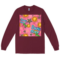 Burgundy summer time of the sun seamless pattern Long Sleeve Tee - BundleAndBundleShop
